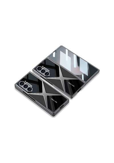 Zore Galaxy Uyumlu Z Fold 6 Kılıf Ultra İnce Kamera Korumalı Pc + Deri Arka Yüzey X-pro Siyah