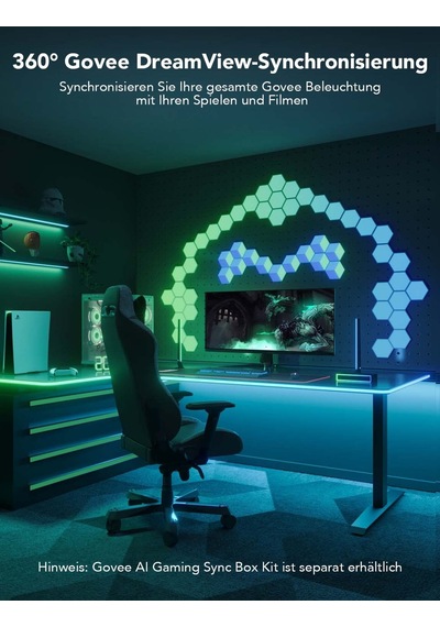 Oyun Masası İçin Govee Rgbıc Neon Led Şerit, 5m Oyun Led Şerit, Kesilebilir Led Şerit, Razer Chroma İle Uyumlu Neon Tabela, 11 Müzik, 64+ Sahne, Rgb App Kontrolü Siyah