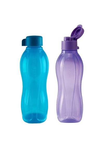 Eko Şişe 750 Ml Mavi Vidalı Kapak Mor Kolay Kapak 2'li Set Çok Renkli