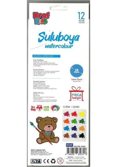 Kıds Suluboya 12 Lı Kk600 Çok Renkli
