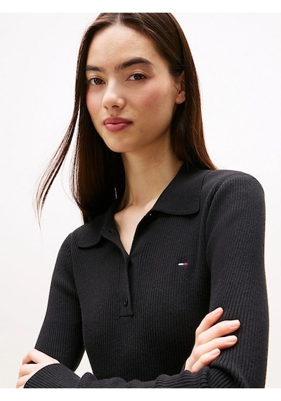 Tommy Hilfiger Tjw Klasik Polo Uzun Kollu Kadın Siyah Kazak Dw0dw21829bds Siyah