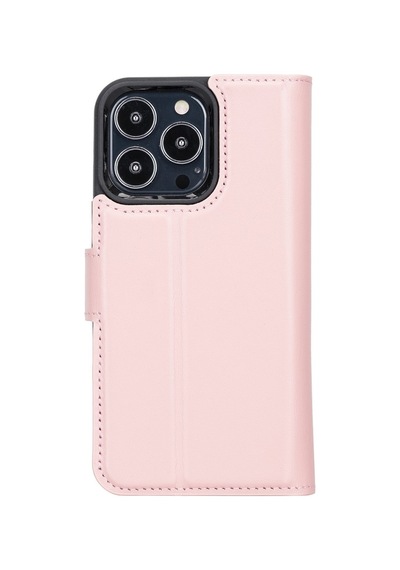 Plm Apple İphone 13 Pro Uyumlu Deri Cüzdanlı Kılıf Nu2 Pembe Acı Kahverengi