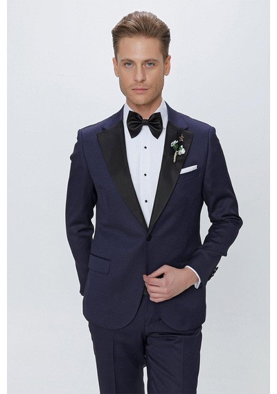 Efor Black 062 Slim Fit Çıkarılabilir Saten Yaka Lacivert Damatlık Smokin Takım Lacivert Efor Black 062 Slim Fit Çıkarılabilir Saten Yaka Lacivert Damatlık Smokin Takım Lacivert