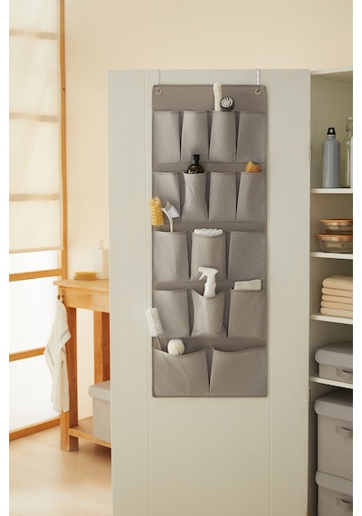 Ocean Home Textile 16 Gözlü Gri Balıksırtı Kapı Arkası Düzenleyici 45 x 125 cm