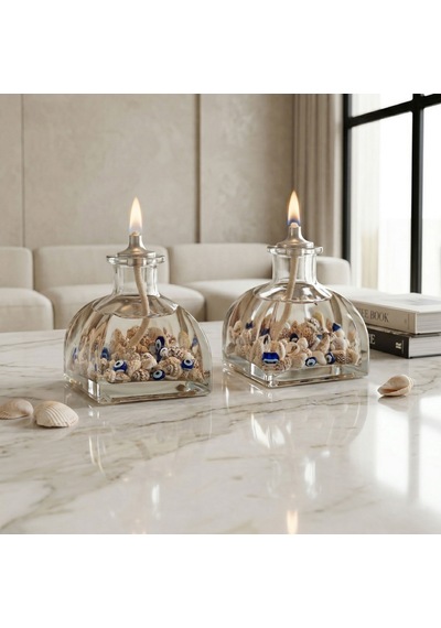 Imperiums Sea Shell Dekoratif Kandil Mum 2'li Set