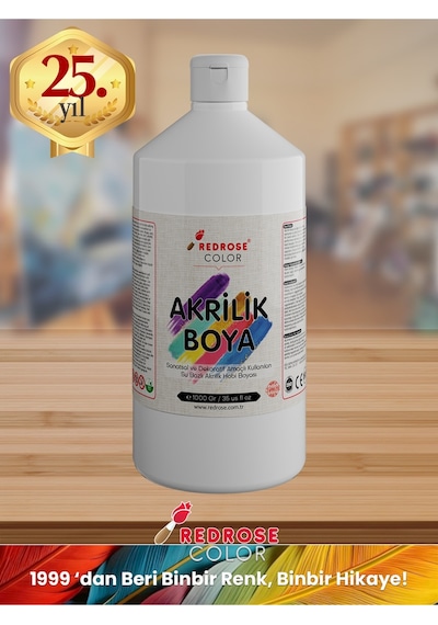 Red Rose Beyaz Akrilik Boya 1 KG