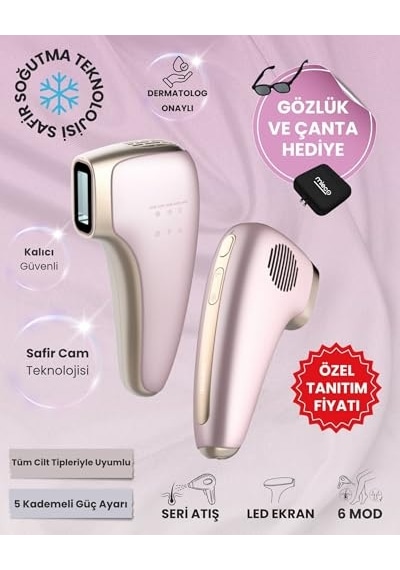Safir Soğutma Özellikli Ipl Lazer Epilasyon Aleti Rosegold - Safir Cam, Yüz Ve Vücut, Hassas Bölge, Soğutma Modu