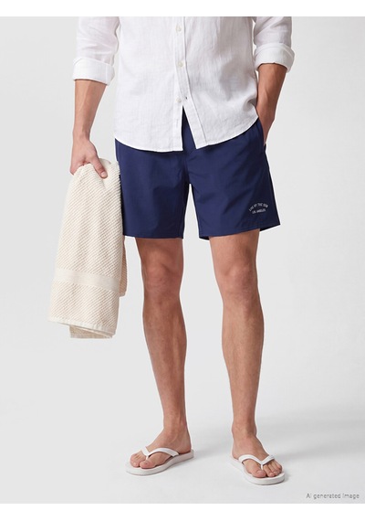 Lcw Swımwear İndigo Kısa Boy Los Angeles Baskılı Erkek Deniz Şortu