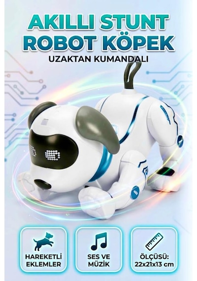 7 Farklı Sesli Komutu Anlayabilen Proglamlanabilir Uzaktan Kumandalı Etkileşimli Oyuncak Robot Köpek