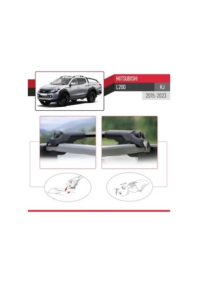 Accessorypart Mitsubishi L200 2015-2023 Arası İle Uyumlu Ace-1 Ara Atkı Tavan Barı Siyah