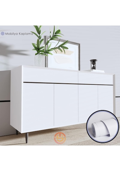 Technosmart Kendinden Yapışkanlı 60cm 100cm Mat Beyaz Duvar Kağıdı Mutfak Tezgah Dolap Masa Kaplama