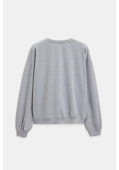 Sââde Kadın Oversize Bisiklet Yaka Basic Casual Sweatshirt Gri