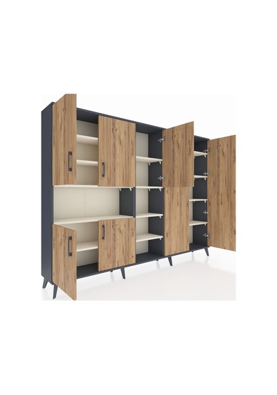 Arges Dolap 13 Raflı 7 Kapaklı 220x30x163 Antrasit-çam/aytaşı Antrasit-çam/aytaşı Arges Dolap 13 Raflı 7 Kapaklı 220x30x163 Antrasit-çam/aytaşı Antrasit-çam/aytaşı