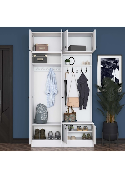 Rani Ea145 Modern Portmanto Askılı Ayakkabılık Vestiyer Beyaz