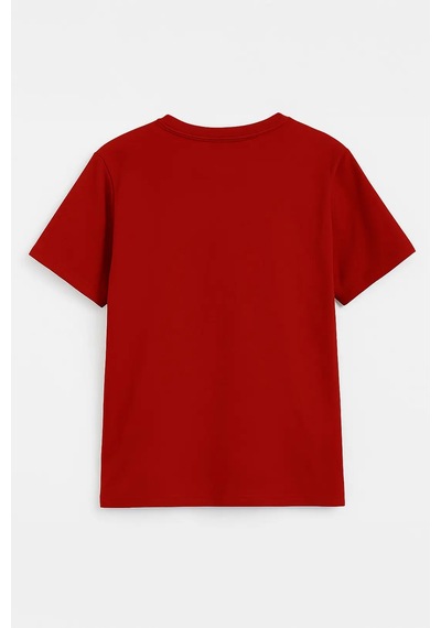 Erkek Bisiklet Yaka %100 Pamuk Helikopter Baskılı T-shirt Kiremit