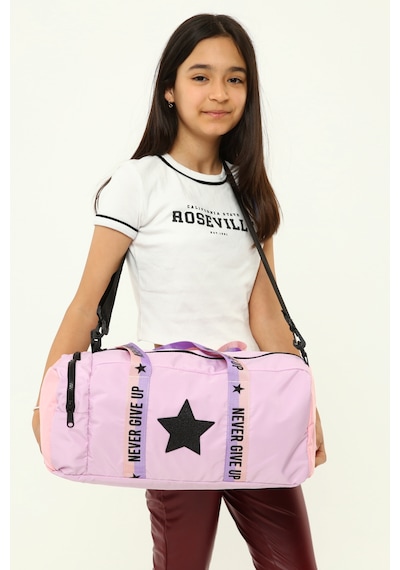İcone Bag Çocuk Yıldız Logolu Spor Çanta, Çocuk Spor Çanta, Fermuarlı Detaylı Çocuk Spor Çanta Lila