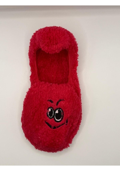 Ozzy Socks Kadın Kırmızı Gülümseyen Yüz Desenli Uyku Patik Çorap 3'lü Paket Kırmızı3