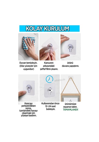 4 Adet Süper Güçlü Yapışkanlı Askı Yapışkanlı Çerçeve Raf Vidası Metal Beyaz Tr Diğer