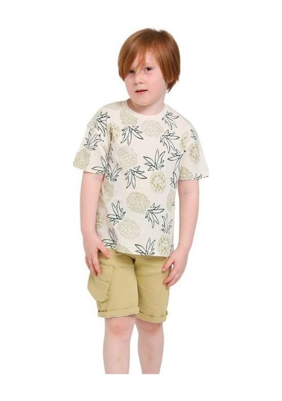 Jack Lions Erkek Çocuk Pamuklu Ananas Baskılı Tshirt-12829-bej Bej