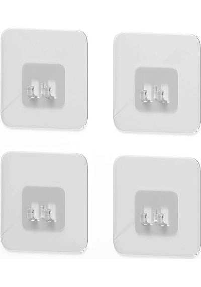 Sas Haus 4 Adet 7x7cm Yedek Süper Güçlü Yapışkanlı Askı, 20KG Banyo - Mutfak Raf Tutucu Sticker, Delmesiz