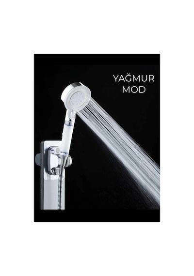 5 Fonksiyonlu Su Tasarruflu Çelik Paslanmaz Su Çıkışlı Filtreli Turbo Duş Başlığı Hortum Set Çok Renkli