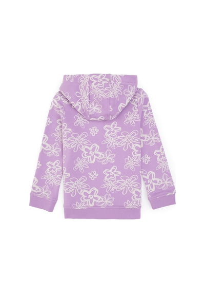 U.S. Polo Assn. Kız Çocuk Lila Kapüşonlu Fermuarlı Çiçekli Sweatshirt 50317959-VR034