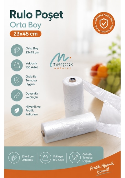 Rulo Poşet Orta Boy Hışır Atlet Poşet Market Manav Poşeti Çöp Poşeti