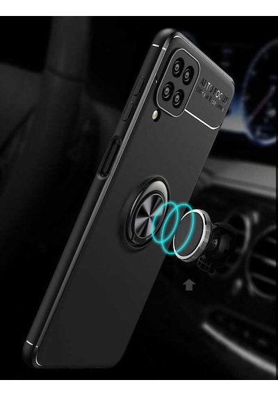 Galaxy M12 Kılıf Standlı Yüzüklü Manyetik Silikon