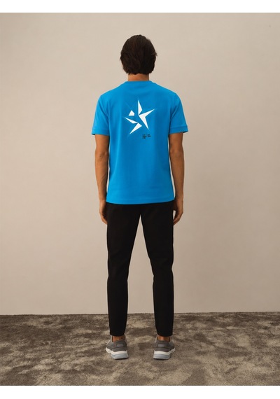Xint Mavi Pamuk Dokulu Regular Fit Tişört 502045