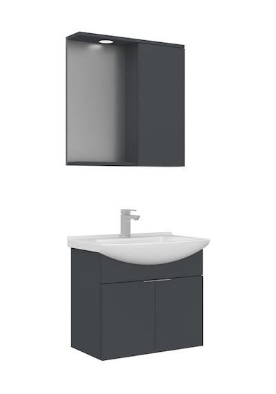 Orka Banyo Dolabı Purus 65 Cm Asma Banyo Dolabı Takımı Antrasit Spot Aynalı I Antrasit Spot Aynalı Antrasit Orka Banyo Dolabı Purus 65 Cm Asma Banyo Dolabı Takımı Antrasit Spot Aynalı I Antrasit Spot Aynalı Antrasit