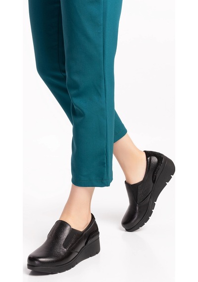 Gondol Hakiki Deri Anatomik Taban Rahat Ayakkabı Esfa.4052 Siyah Flötr