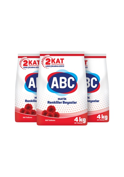 ABC Matik Gül Tutkusu Toz Çamaşır Deterjanı 40 Yıkama 3 x 4 KG