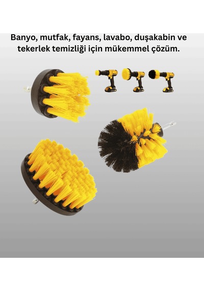 Matkap Ucu Temizlik Fırçası Seti, Banyo Fayans Zemin İçin
