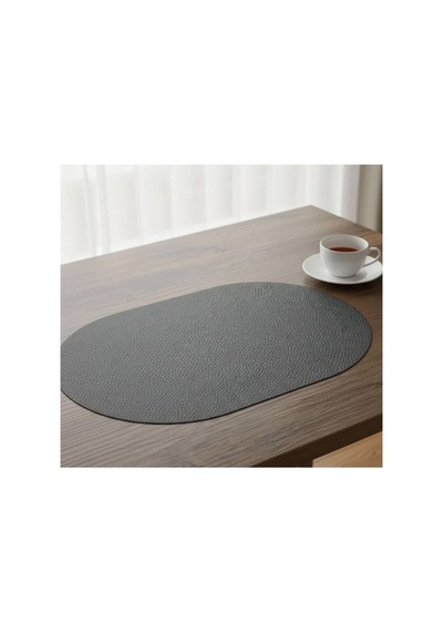 Kk Swords 4+1 Adet Deri Amerikan Servis+runner Set 4 Amerikan Servis -1 Runner Supla Decor Masa Decoru Gri