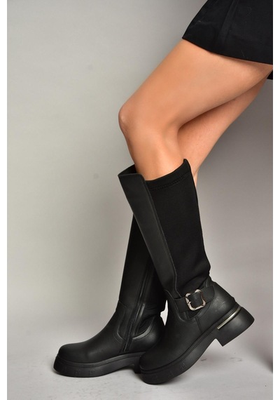 Fox Shoes T996332009 Siyah Dalgıç Kumaş Klasik Çizme Siyah-Suni Deri