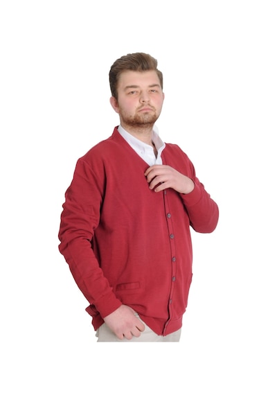 Mode Xl Büyük Beden Erkek Hırka Düğmeli Double Face 20551 Bordo 001