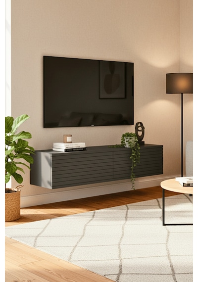 Tda1214a - Zeynep120 Duvara Montaj Tv Stand, Tv Rafı, Tv Sehpası Antrasit 120cm