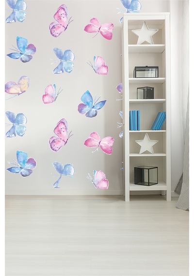 Sevimli Kelebekler Temalı 20 Parça Çocuk Ve Bebek Odası Dekoratif Duvar Sticker Seti