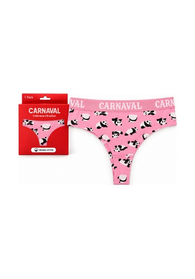 Carnaval Socks Panda Desenli Kadın Brazilian Külot Pamuklu Likralı Pembe Çok Renkli