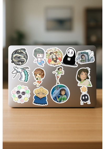 Spirited Away Ruhların Kaçışı Anime Telefon Laptop Yapışkanlı Folyo Sticker Paketi 24 Adet Çok Renkli