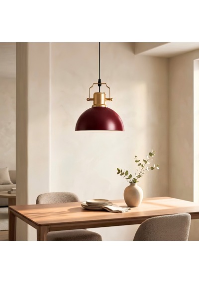 Haus Minimal Gold Detaylı Metal Wine Red Sarkıt Küçük Alanlara Uygun Mutfak Koridor Avize Kırmızı