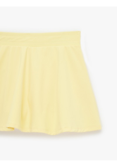 Koton Yüksek Bel Slim Fit Mini Spor Şort Etek Sarı 6sak40398nk