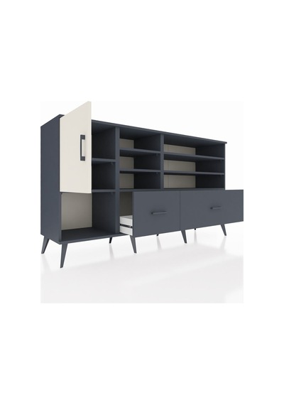 Hyperion Konsol 8 Raflı 2 Çekmeceli Tek Kapaklı 176x44x99 Antras Antrasit-aytaşı/antrasit Hyperion Konsol 8 Raflı 2 Çekmeceli Tek Kapaklı 176x44x99 Antras Antrasit-aytaşı/antrasit