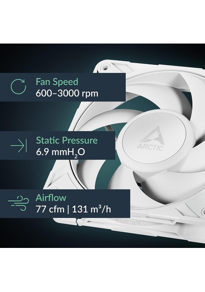 P12 Pro Pst White 120mm 3000rpm 77cfm Yüksek Performans Kasa Fanı Acfan00308a Çok Renkli