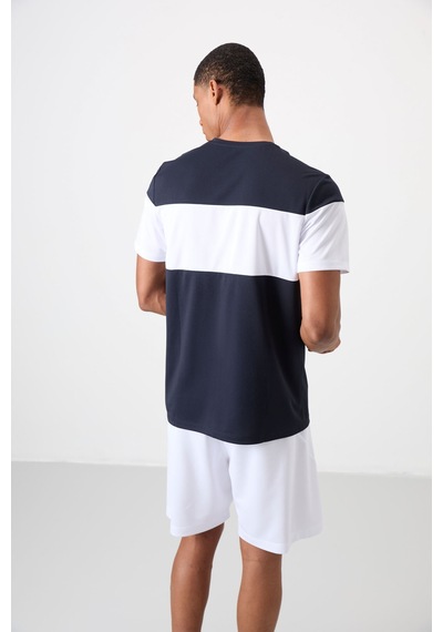Tommy Life Lacivert Polyester Nefes Alan Dokulu İnce Esnek Standart Fit Erkek Performans T-shirt - 88396 Lacivert