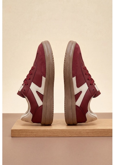 Tonny Black Rahat Kalıp Kauçuk Taban Bağcıklı Sneaker Kadın Bordo Bej Sneaker Tbtyldz005 Bej - Bordo