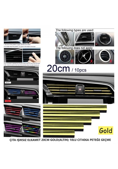 Çıta Işıksız Elkamet 20cm Sarı-gold 10lu Peteğe Geçme