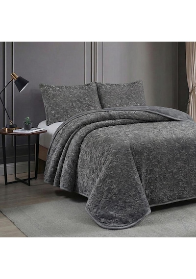 Soft Battaniye Çift Kişilik 220 X 240 Antrasit Yastık Kılıfı Hediyeli Antrasit