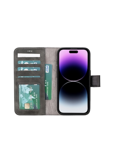 Apple İphone 15 Pro Uyumlu Deri Cüzdanlı Kılıf Mwwn Vs4ef Gri Diğer