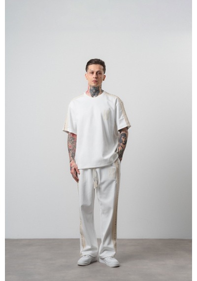 Respire Erkek 07 Şerit Detaylı Regular Fit Eşofman Takımı Ekru